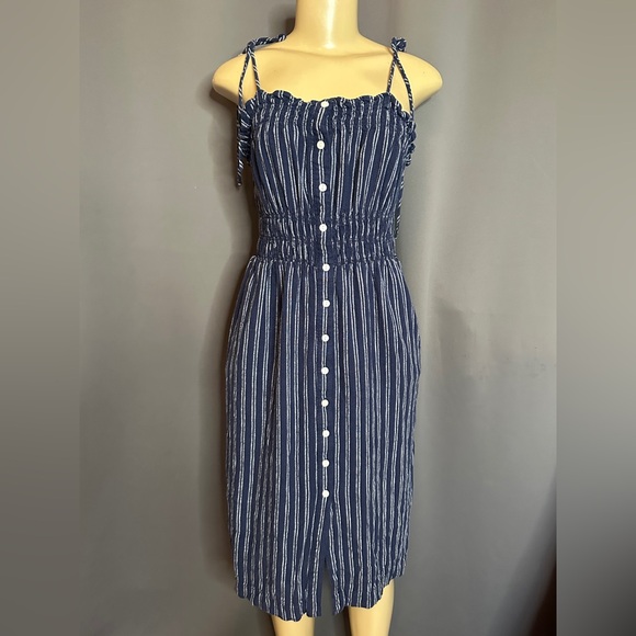 UNIVERSAL THREAD Navy Striped Midi Dress - Picture 2 of 8